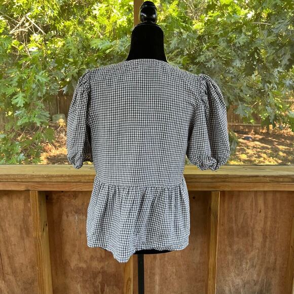Wilfred Aritzia Violette 100% Linen Blouse Grey And White Check Size M - Picture 4 of 10